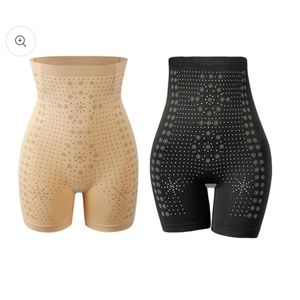 Baicloud Ice Silk Ion Fiber Shaping Shorts, Black and Skin, Size 2X (220-260lbs)